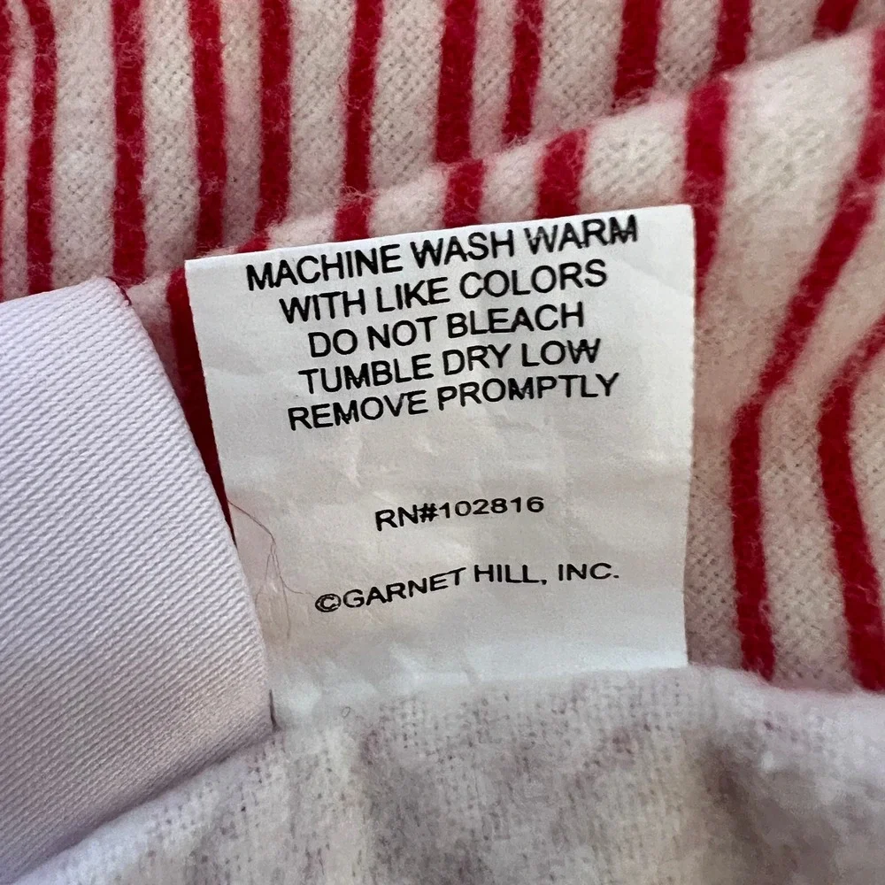 Garnet Hill Hable Construction Flannel Sheet Set Queen Red White Stripe Portugal